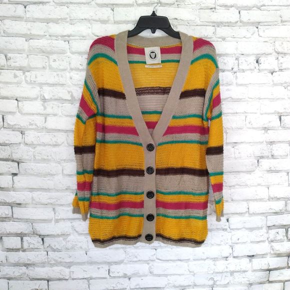 Urban Outfitters Womens Cardigan XS Striped Button Up Long Sleeve V Neck Sweater - Picture 1 of 8